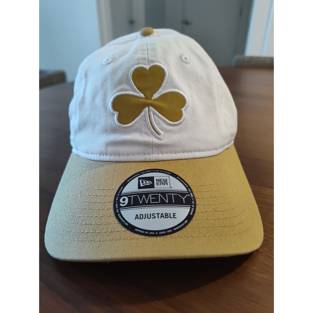 New Era 9TWENTY Boston Celtics Shamrock Hat White Gold Adjustable Strapback Cap